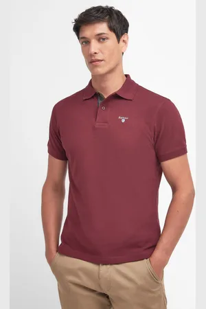 Barbour Mens Burgundy 100% Cotton Classic Pique Polo Shirt