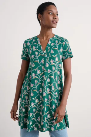 Seasalt Cornwall Blue Wreathe Short Sleeve Jersey Tunic AU 10