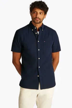 Tommy Hilfiger Regular Fit Seersucker Short Sleeve 100% Cotton Shirt XL