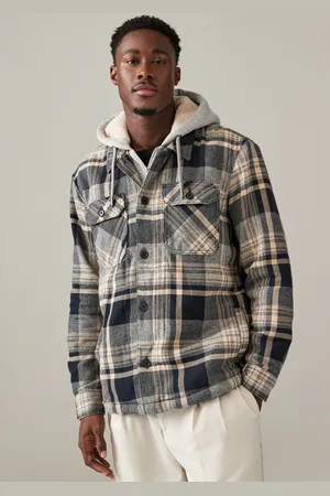 Next Mens Check Hooded Borg Lined Shacket