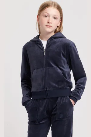 Juicy Couture Girls Girls Tonal Velour Zip Through Hoodie