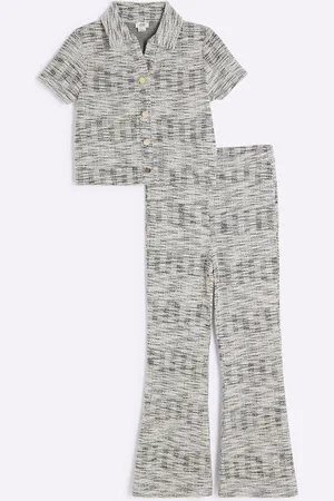 River Island Girls Girls Polo Top and Kickflare Trousers Set