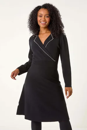 Roman Petite Pearl Embelished Knit Dress AU 12