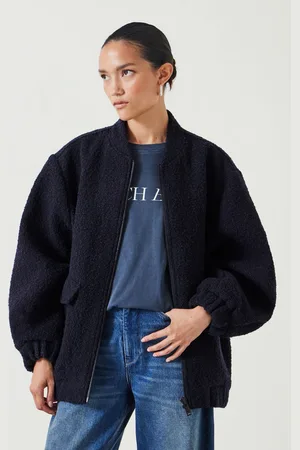 Hush Puppies Womens 100% Cotton Aiden Boucle Bomber Jacket