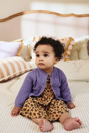 Next Girls Baby Knitted Bobble 100% Cotton Cardigan (0mths-2yrs)