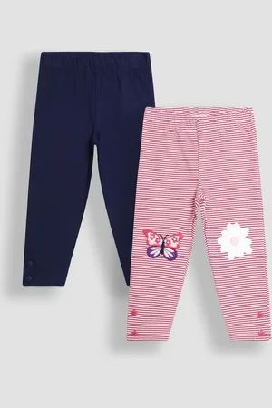 JoJo Maman Bébé Girls Orchid Butterfly Appliqué Leggings 2 Pack
