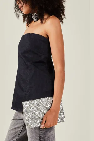 Accessorize Silver Tianna Metallic Embellished Clutch Bag One