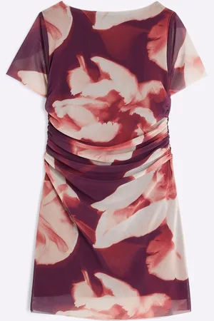 River Island Girls Girls Mesh Rose Draped Dress