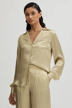 Paige Womens Silk Striped Shirt