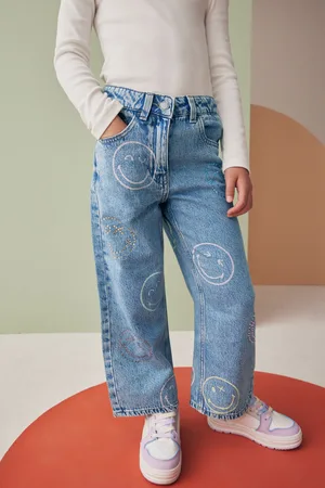 Smiley Girls Mid Denim Wide Leg 100% Cotton Jeans (3-16yrs)