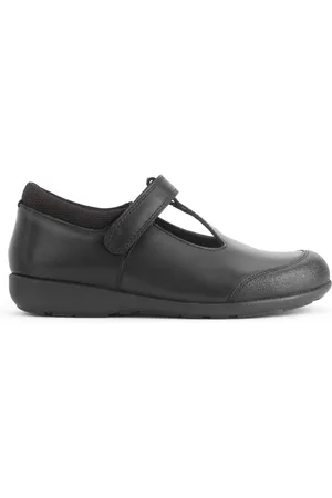 Start Rite Girls Dual Fit Globe Leather T Bar School Shoes