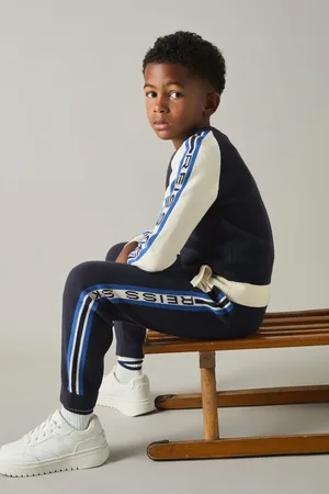 Reiss Boys Navy/ Kelvin Logo Jacquard Joggers with Wool