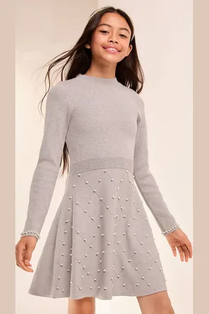 Lipsy London Girls Pearl Detail Knitted Dress (5-16yrs)