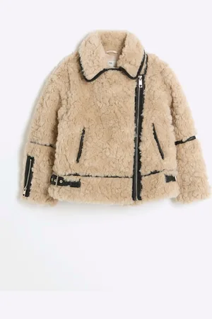 River Island Girls Girls Borg Aviator Coat