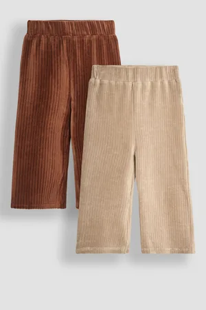 JoJo Maman Bébé Girls Fawn 2-Pack Cord Velour Flare Leggings