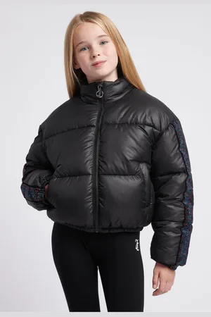 Juicy Couture Girls Girls Label Diamante Stripe Puffer Coat