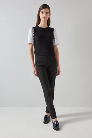 LK Bennett Black Slim Stretch Esen Square Pocket Trousers AU 8