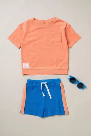 LILY & JACK Boys 100% Cotton Top Shorts And Sunglasses Outfit Set 3 Piece