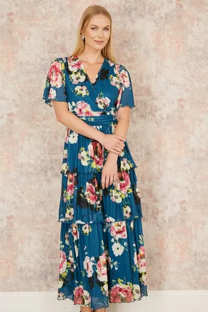 Yumi Floral Mesh Tiered Maxi Dress AU 16