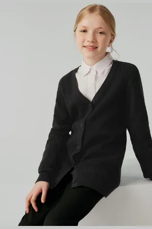 Clarks Girls Senior Girls School Longline Cable Cardigan