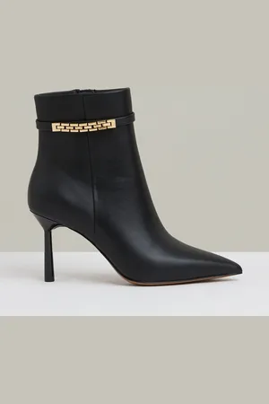 Reiss Black Emily Leather Chain Embellished Ankle Boots AU 9 (EU 40)