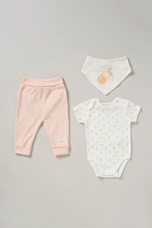 HOMEGROWN Boys Print 3-Piece Top Joggers and Reversible Bib Outfit Set