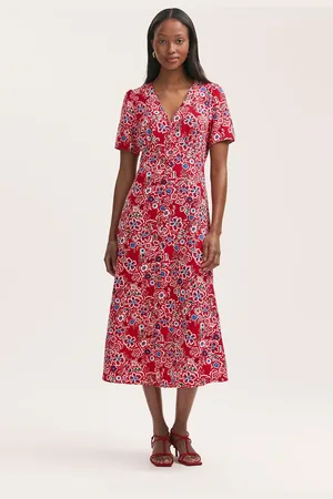 Finery London Martina Floral Print Midi Tea Dress AU 10
