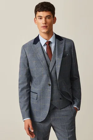 Next Mens Slim Fit Trimmed Check Suit Jacket