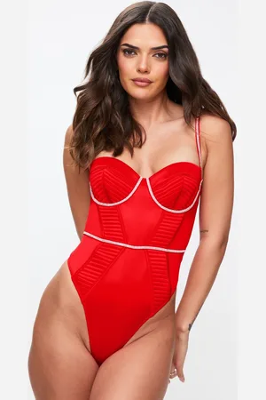 Ann Summers Red Incandesce Satin & Diamante Body L