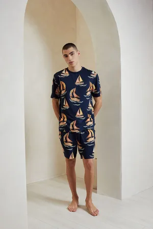 Chelsea Peers Blue Sailing Boat Print Short Pyjamas Set S