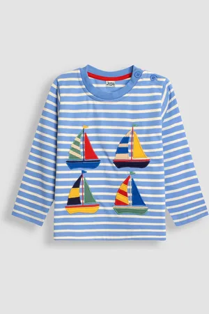 JoJo Maman Bébé Boys Sailboat Appliqué Top