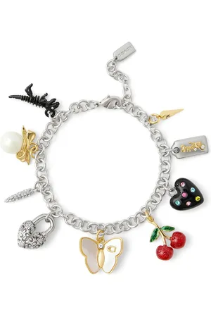 Coach Silver Tone Statement Signature Charm Bracelet One