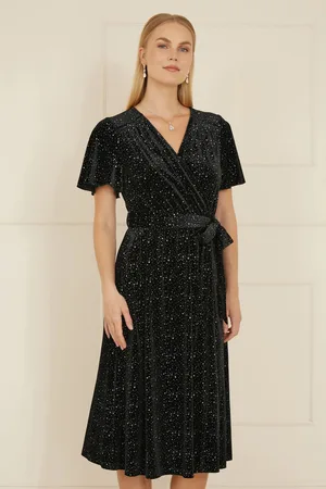 Yumi Velvet Sparkle Wrap Midi Dress AU 22