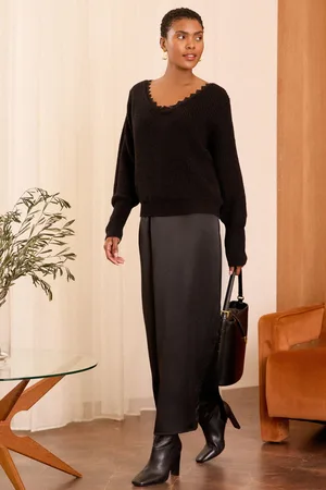 Love & Roses Womens 2in1 Knitted Satin Midi Dress