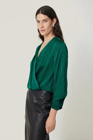 Jigsaw Womens Recycled Satin Drape Wrap Top