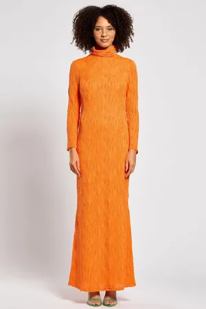 DASKA Silia Maxi Dress With Long Sleeves In A Textured Fabric M