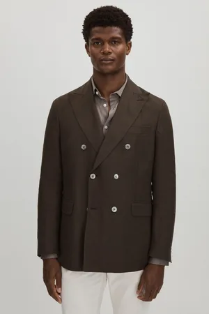 Oscar Jacobson Linen Double Breasted Blazer 50