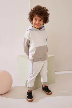 Next Boys /Ecru Cream Colourblock Hoodie and Joggers Set (3mths-7yrs)