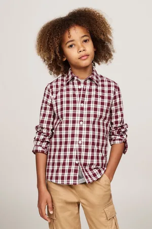 Tommy Hilfiger Boys Regular Fit Small Check Long Sleeved Shirt