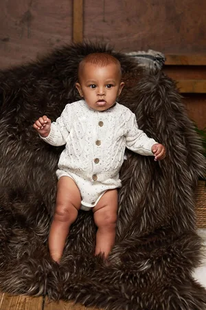 The Little Tailor Baby Chunky Cable Knit 100% Cotton Cardigan