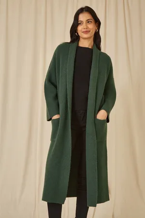 Yumi Womens Knitted Maxi Cardigan With Pockets