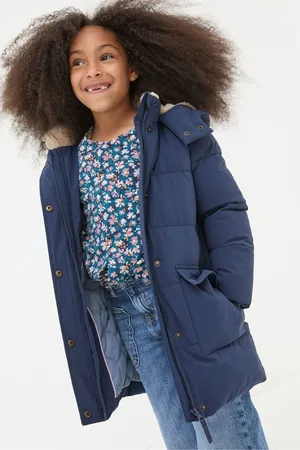 Fat Face Girls FatFace Letty Navy Longline Padded Jacket