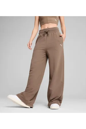 PUMA Brown Womens Wardrobe Essentials Relaxed Wide Leg Sweatpants L
