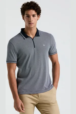 Original Penguin Jacquard 1/4 Zip Tipped 100% Cotton Polo Shirt M