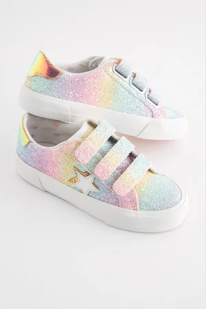 Next Girls Rainbow Glitter Standard Fit (F) Touch Fastening Trainers