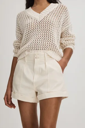Paige Womens High Rise Shorts With Turned-Up Hems
