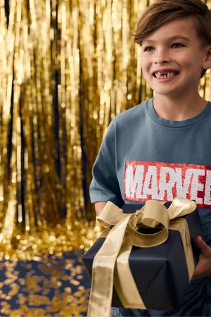 SPIDERMAN Boys Flip Sequin Spiderman 100% Cotton T-Shirt (3-16yrs)
