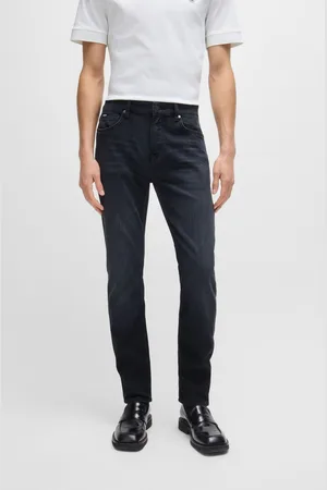 HUGO BOSS Mens Slim-Fit Italian Cashmere-Touch Denim Jeans