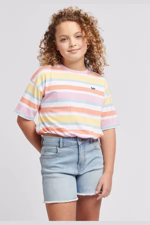 Lee Girls Girls 100% Cotton Elasticated Hem Stripe T-Shirt