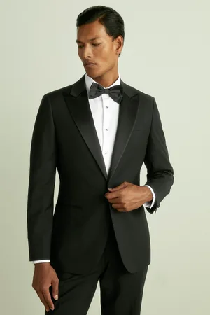 Reiss Mens Poker Peak Lapel Single Breasted Tuxedo Slim Fit Jacket
